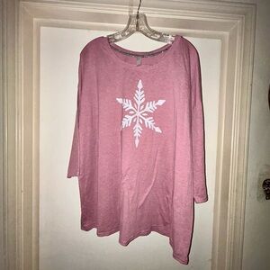Cacique Pink Snowflake Women's Sleep Top